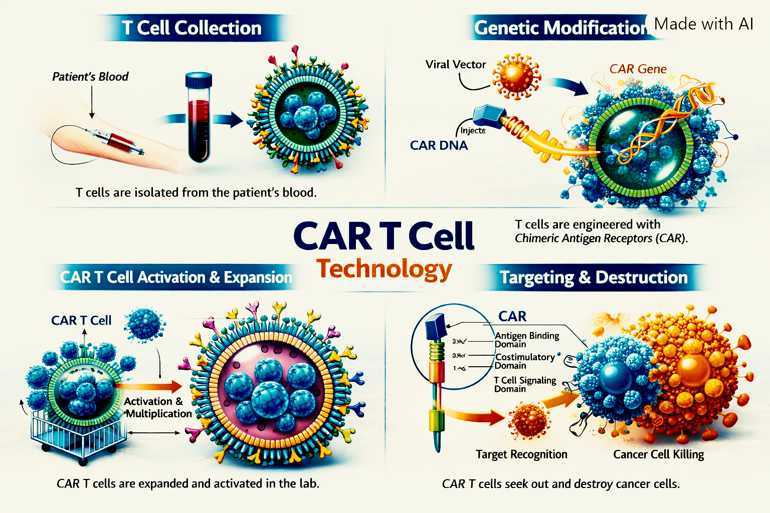 CAR T cell therapy clinical trial process illustration